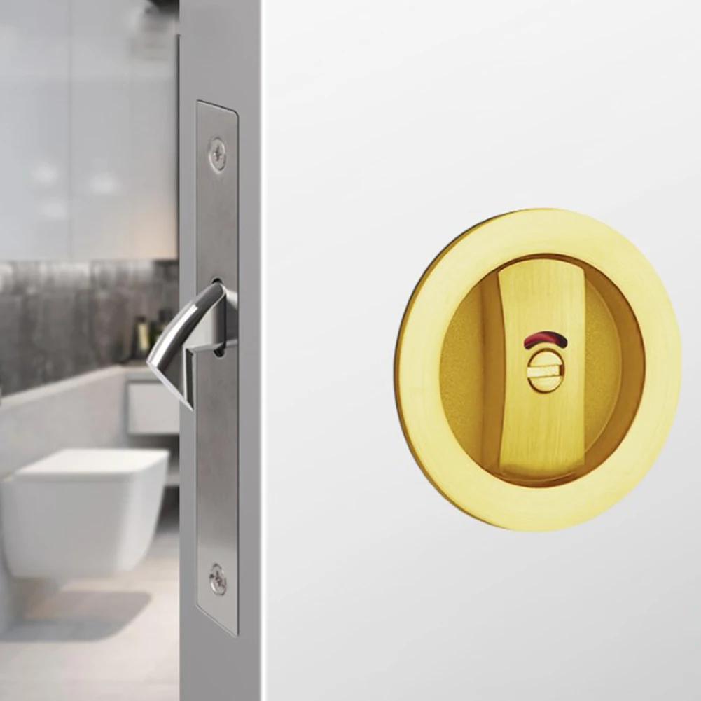 

Recessed Door Lock Bathroom Sliding Door Lock Single Hook With Red And Green Indicator Lock Round Invisible Door Lock Hardware золотий
