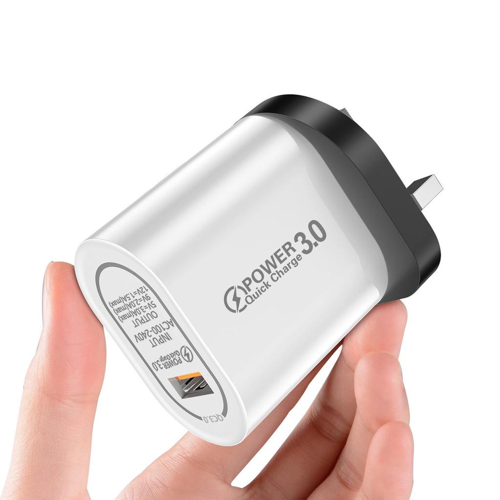 Universal QC3.0 Fast Charging Single Port Charger - UK, EU, US Compatible