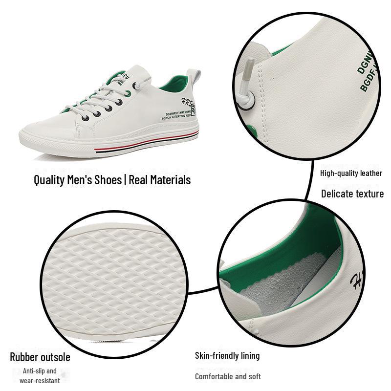 2025 Men's Trendy Breathable Leather Sneakers - Autumn/Winter Casual White Flats