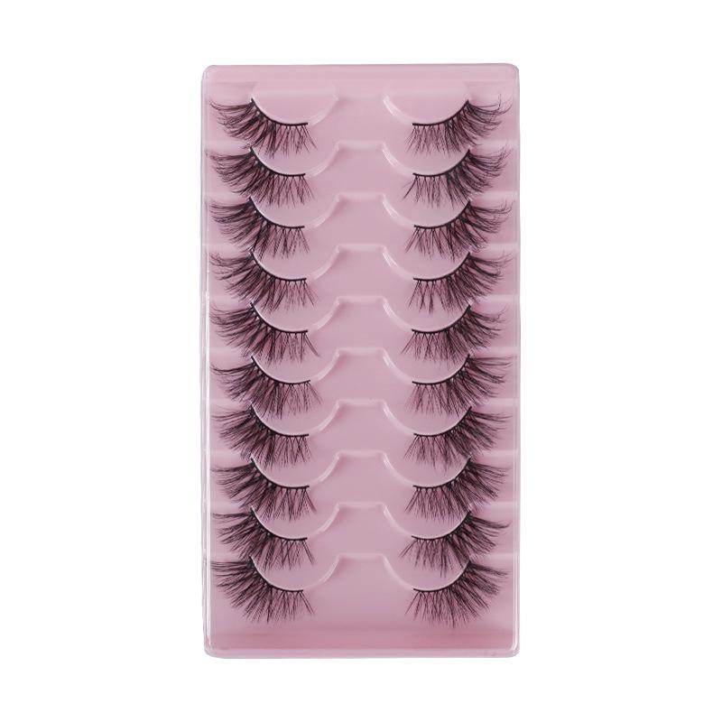 10 Paren Fox-Eye Halve Strip Wimpers: 3D Krullende Stijl voor Europese & Amerikaanse Looks