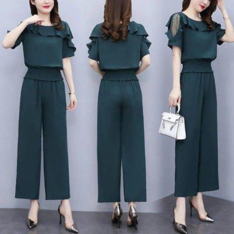 Fat Niche Design, Western Style, Taller Suit, Plus Size Women's Summer Waist Slimming Two-piece Set