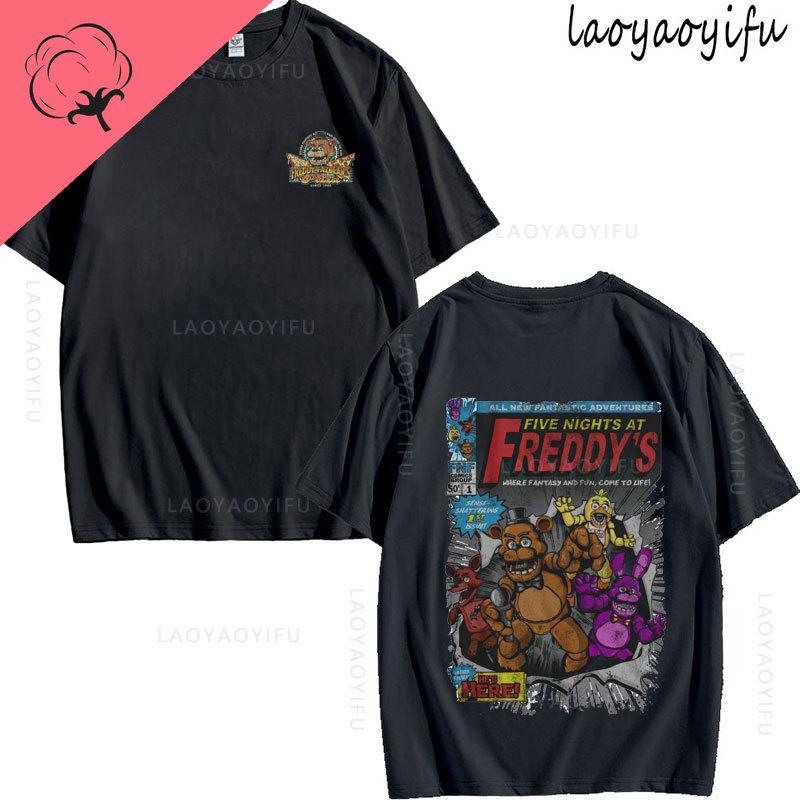 Five Nights At Freddys Theme 100Cotton Printed Fashion Mens Womens Fashion Summer TShirt Shortsleev High Quality Oneck