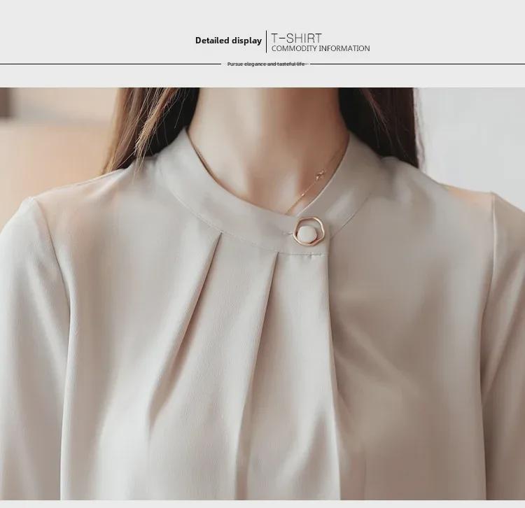 2025 Women's Korean Style Long-Sleeve Satin Chiffon Professional Shirt, Spring Collection