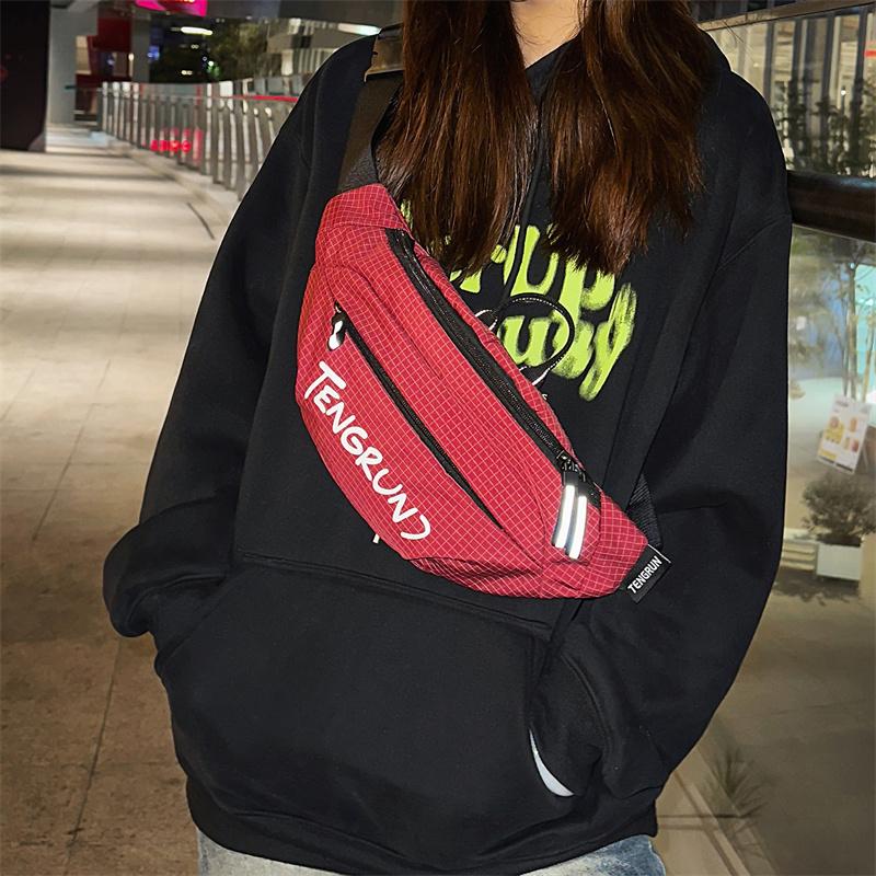 Letter Crossbody Bag Men's Chest Bag Sports Waist Bag Women's Mobile Phone Shoulder Bag