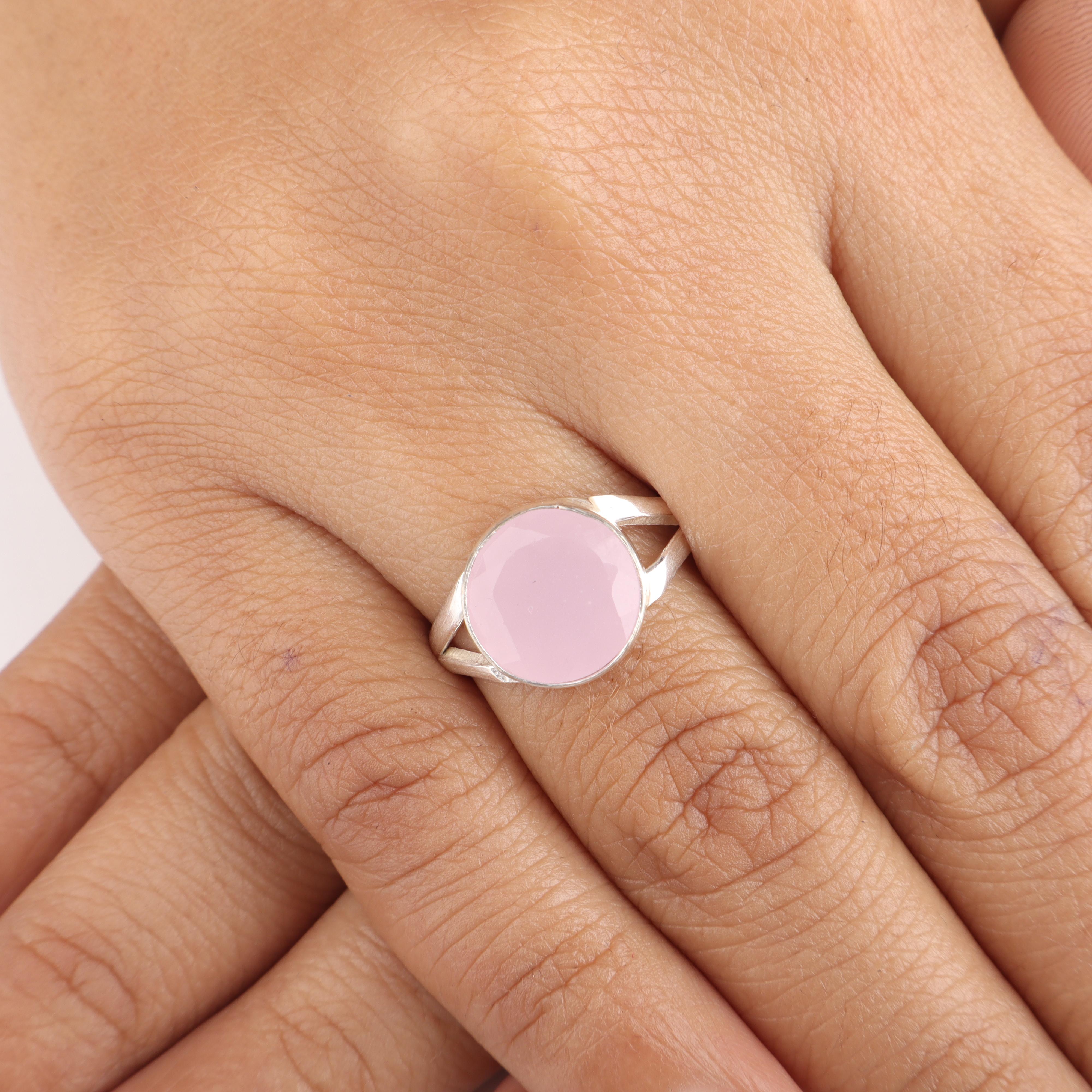 

Rose Chalcedony Gemstone Silver Ring, 925 Sterling Silver, Women Ring, March Birthstone Gift, Christmas Gifts, Elegant Gemstone Jewelry RR-83-20 4
