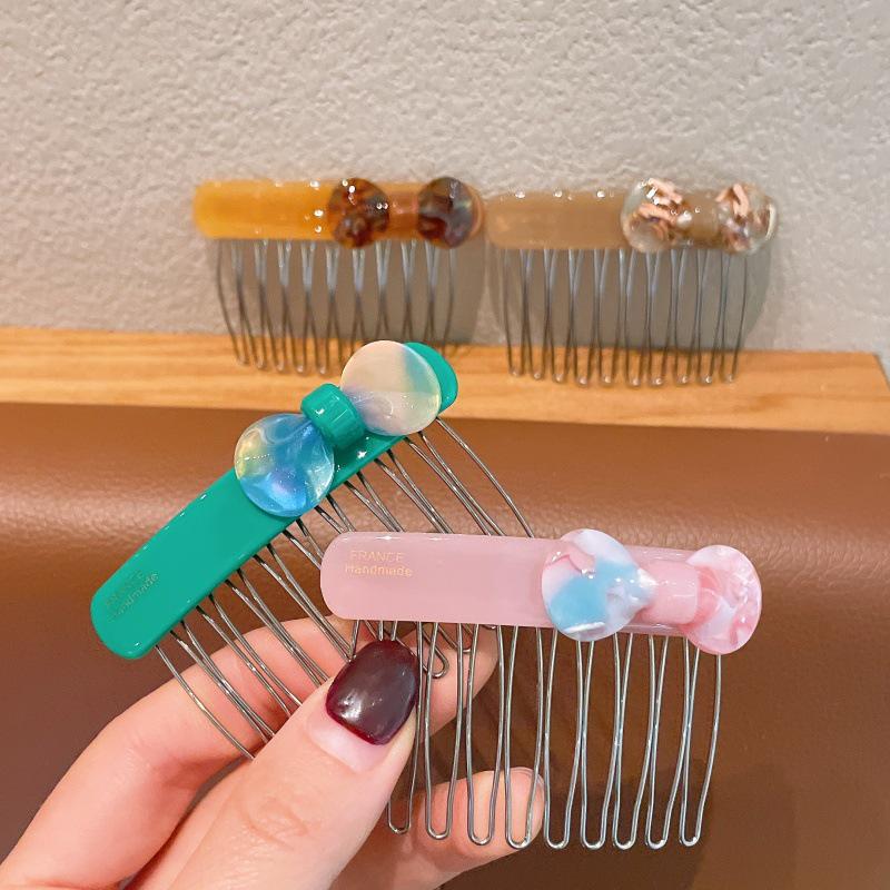 Korean Style Elegant Acetate Hair Comb with Bow Knot