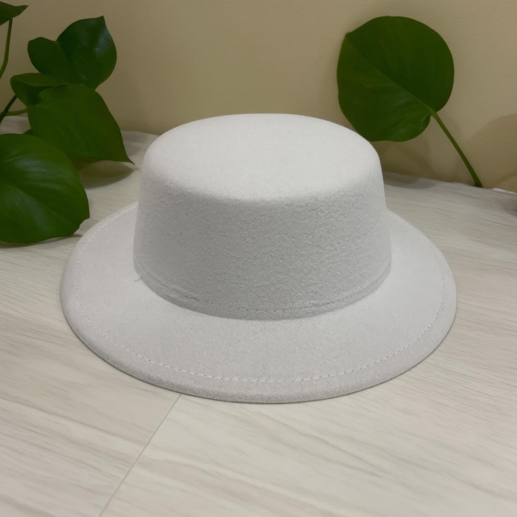 Vintage British Flat-brimmed Hat Flat-topped Top Hat Couple Gentleman and Gentleman Jazz Autumn and Winter