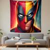 "Red and Yellow Masked Heroes Split Art" Patterned Tapestry Decorative Wall Hanging, Home Bedroom Living Room Decor