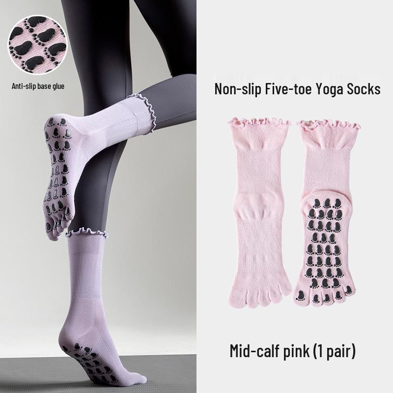 Non-slip Five-finger Yoga Socks - Spring/Summer Ballet Style for Pilates, Casual Japanese Sweet Design, Versatile Split-toe Sports Socks