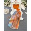 Seaside Holiday Halterneck Smudges Print Fashion Suit
