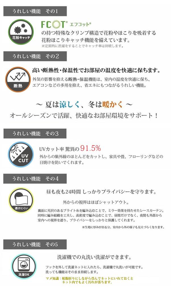 Kaei Lace Mirror Lace Set of Made in Size Solid Odor Special UV Pollen Sun Heat Privacy Stain 100cm Wide x 223cm White Curtains, 2, Japan, 144, Color,