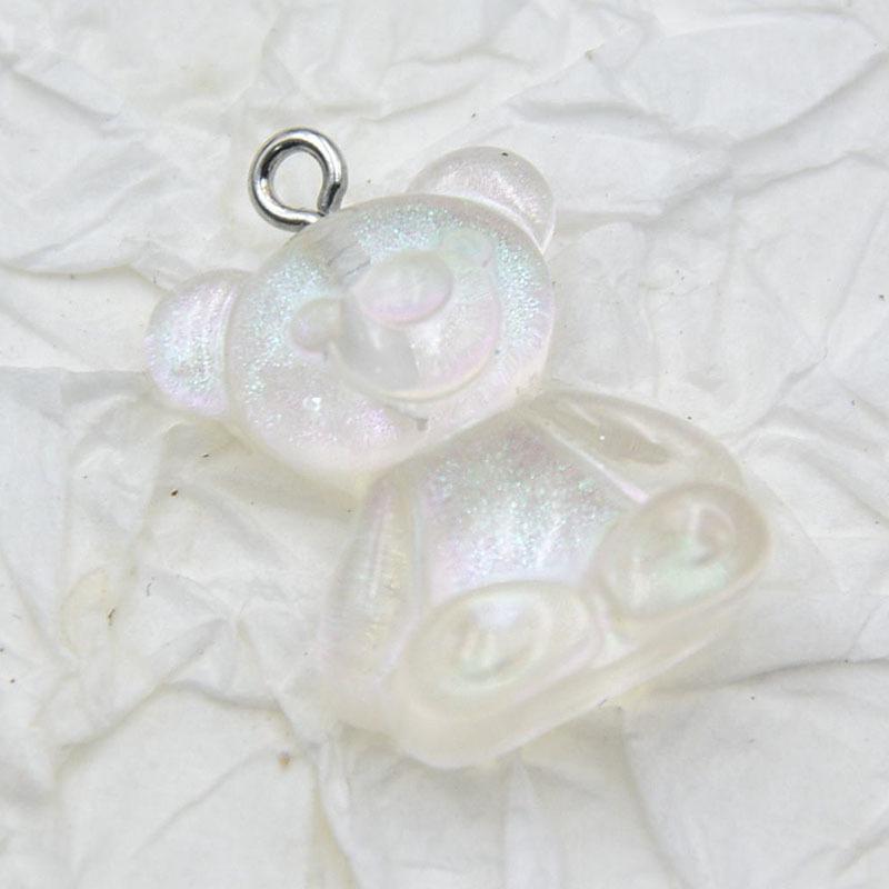 Candy Color Glitter Bear Resin Pendant Earring Keychain Jewelry DIY Accessories
