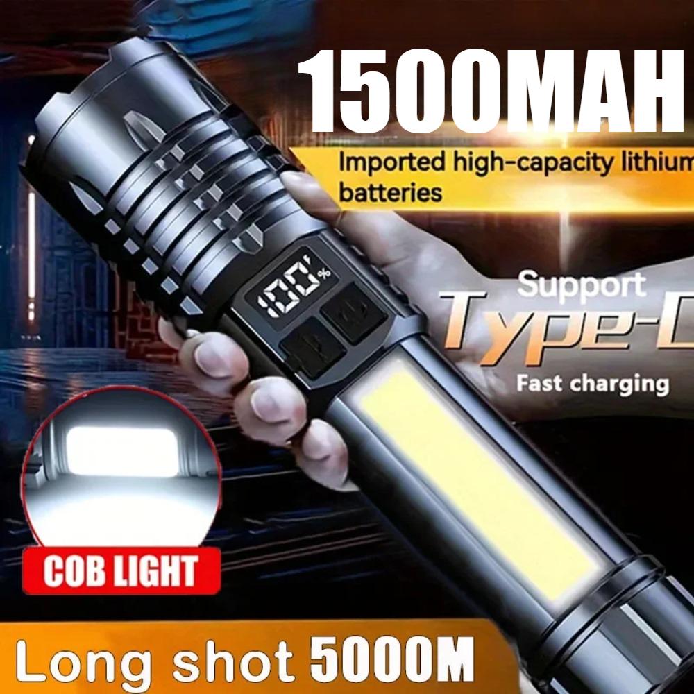 1300LM High Power Flashlight LED Lantern Long Shot Hand Lamp For Camping Most Powerful LED Flashlight USB Rechargeable Torch Light