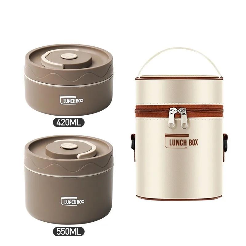 Portable Stainless Steel Bento Box Set Leakproof Insulated Food Container with Thermal Lunch Bag for Office School