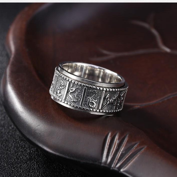 Bague Roue Tournante Zodiac S925 Argent Sterling - Design Doigt Index Unisexe