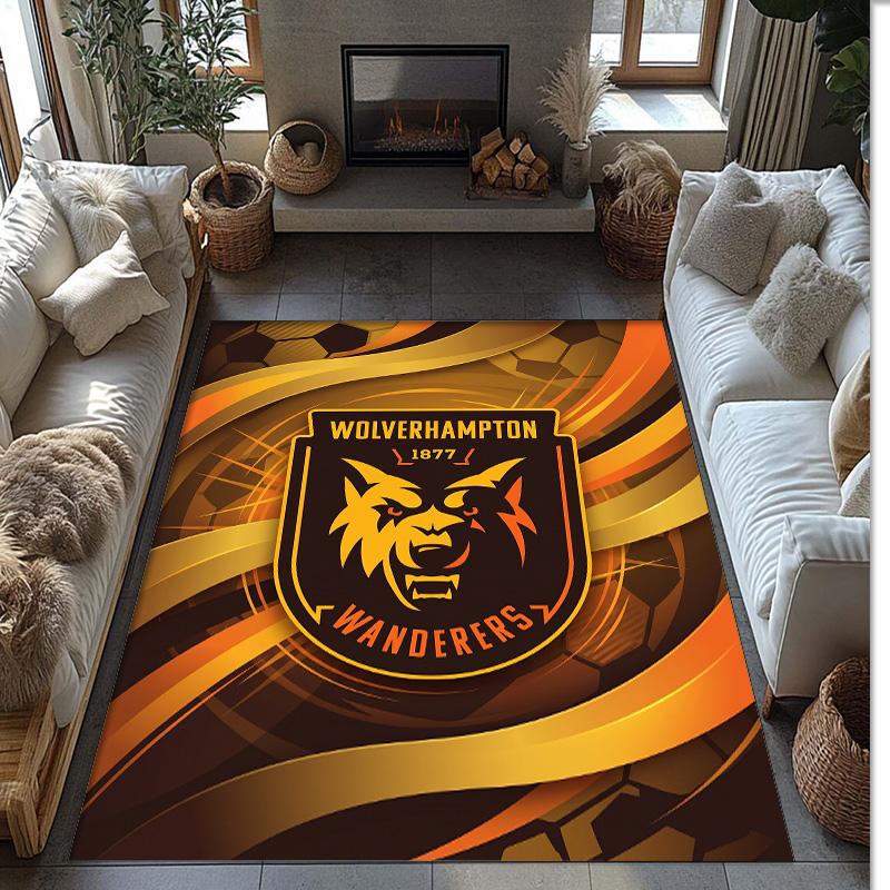 Wolverhampton Wanderers Football Print Crystal Velvet Rug, Comfortable Water Absorbent Non Slip Indoor Floor Carpet