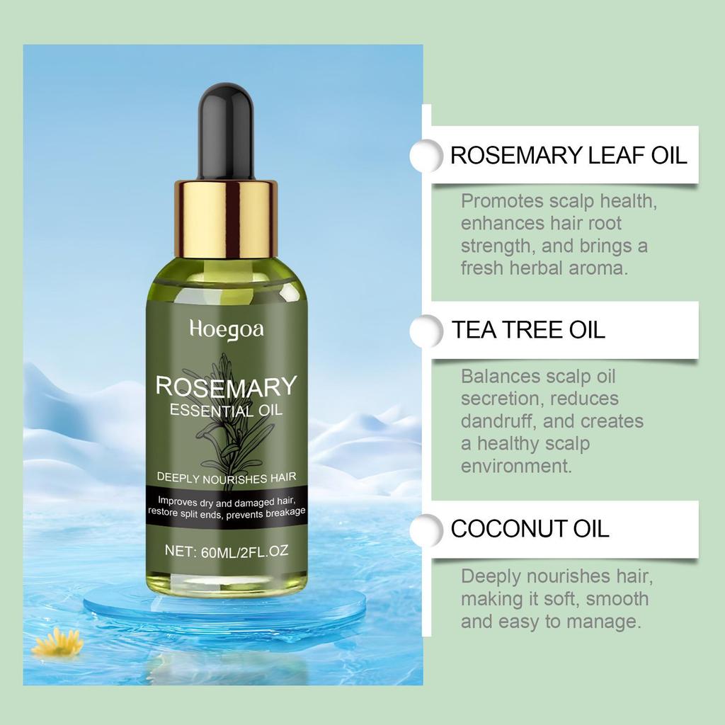 HOEGOA Rosemary Hair Essential Oil - Gentle Hydration for Smooth, Silky Hair