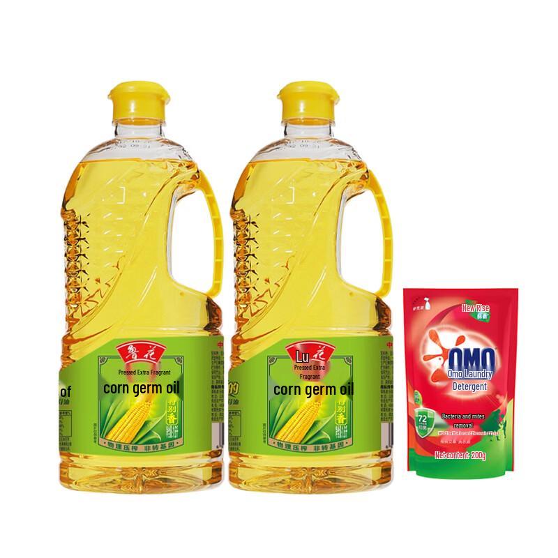 Lu Hua Pressed Corn Germ Oil (2x1.6L) & Omo Laundry Detergent (400g) Bundle