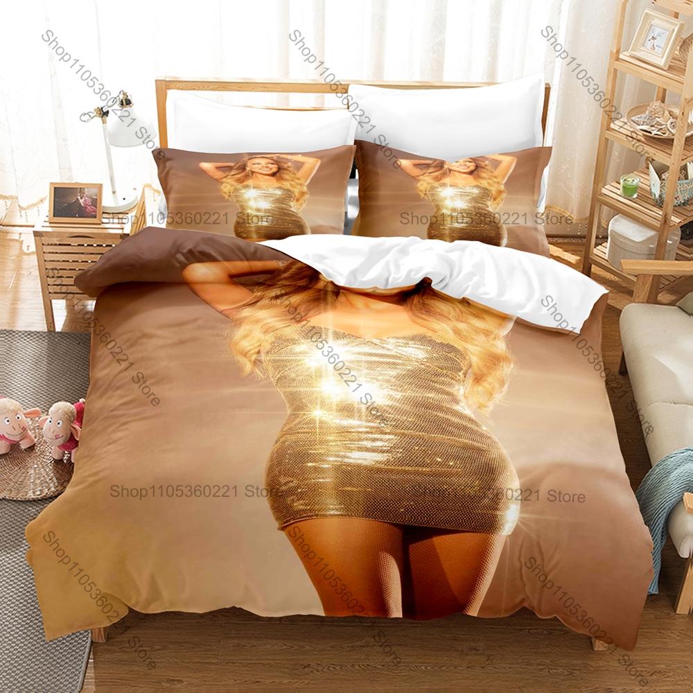 Iconic Singer Mariah Carey Bedding Set It’s Time Christmas Tour Aesthetic Signature Zipper Soft Fabric Decor Mariah Carey Lovers