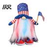 Gradient Plush Beard Doll Old Man Cute Flag Holding Figure with Hat USA American Independence Day Patriotic Ornament for Window Shelf Decor