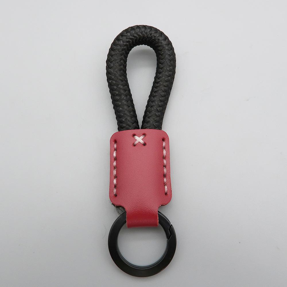 High-end Handmade Leather Woven Keychain with Printed Logo
