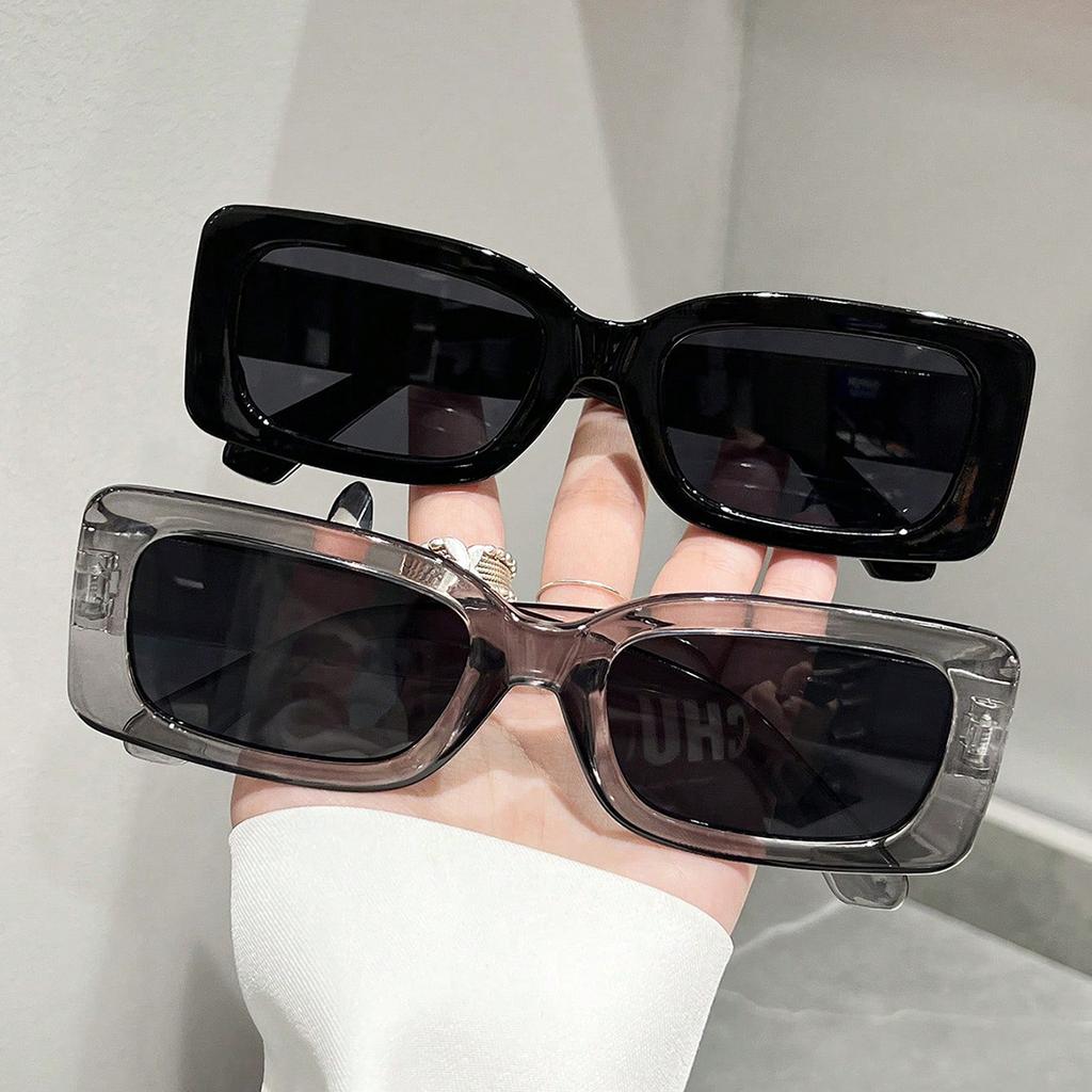 3/pcs 2pcs/set Women's Black White Plastic Frame Square Beach shade Fashionable glasses