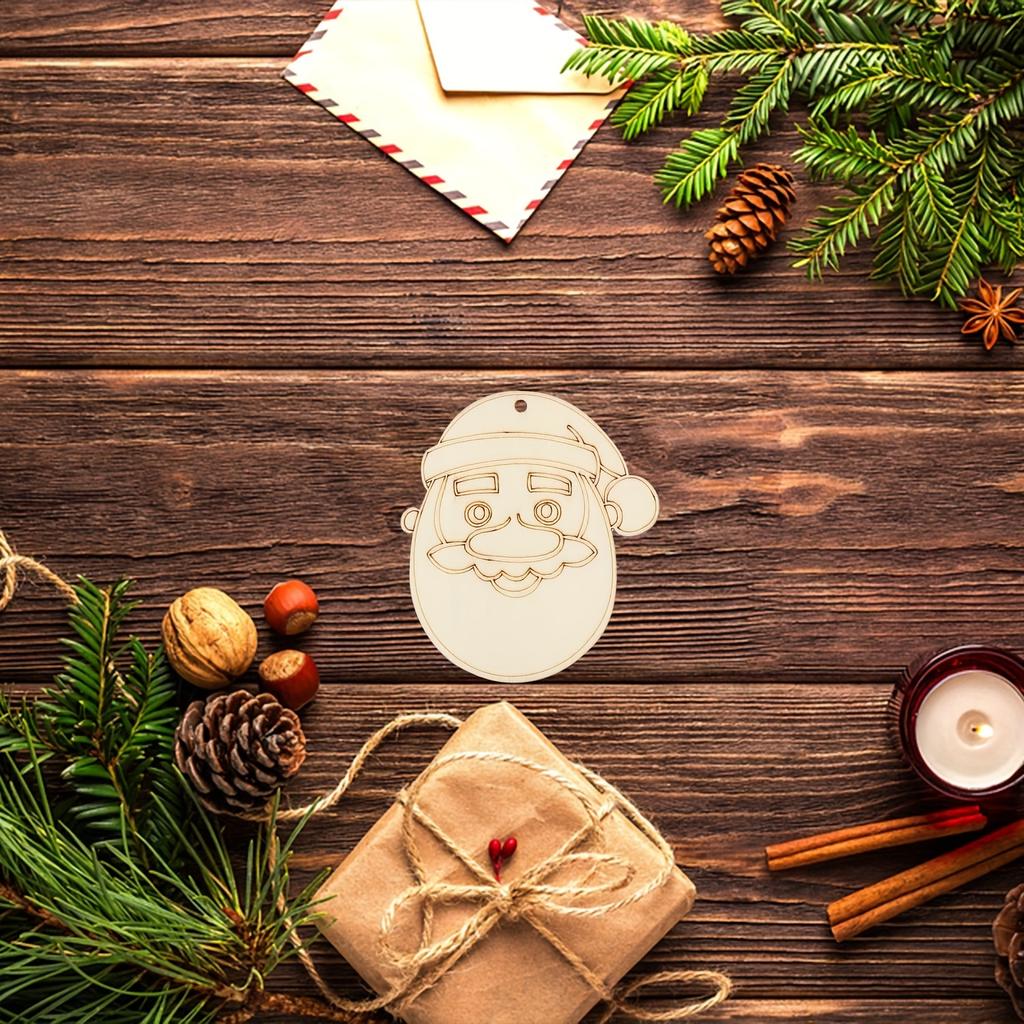 10pcs Wooden Santa Decorations, DIY Hand-painted Graffiti Wood Products, Holiday Christmas Trees and Outdoor Decorations