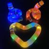 Fidget Pipe Toy Flexible DIY Stretchable Colorful Glowing Tube Relieve Boredom Adjustable LED Telescopic Tube