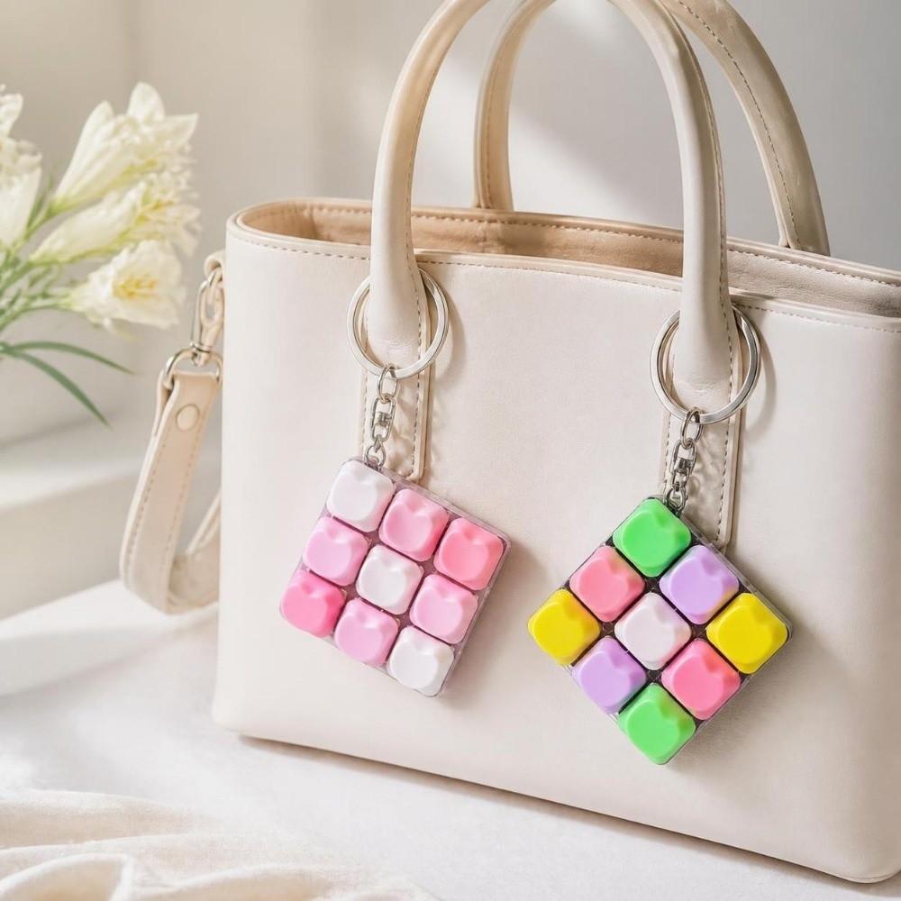 Stress Relief Fidget Button Keychain Pendant Bag Key Decor Unique Fidget Clicker Toy Sensory Play