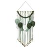 Handmade Cotton Thread Woven Wood Beads Leaf Tapestry Simple Home Bedroom B&B Wall Decoration