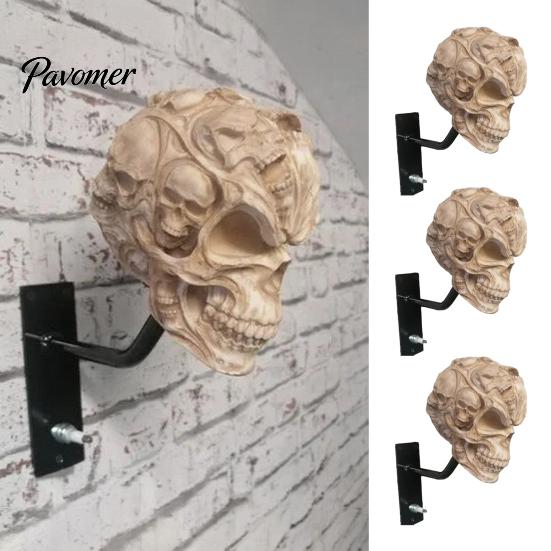 Decorative Helmet Rack Skull Motorcycle Holder, Wall Mount Display Rack, Design Hanger Gothic Motorbike for Home Decoration Stand