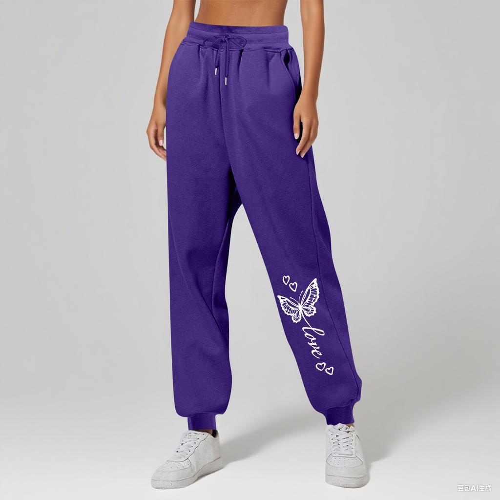 Ladies' Printed Unisex Casual Pocket Drawstring  Pants