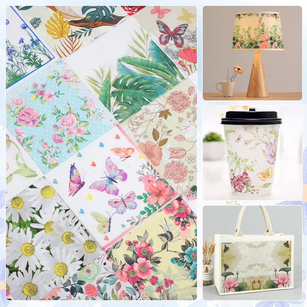 Floral Decoupage Paper Napk, 20 Pack 20 Styles Assorted Decorative Cocktail napk for DIY rafting Birthday Party Wedding Baby Shower Each Unfolded 13