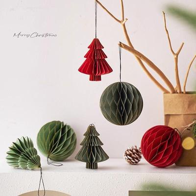 Weihnachtsbaum Wabenball-Anhänger - Festliche Hängedekorationen für Partys