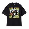 Save A Tree Eat A Vegan Unisex Funny Cow Tshirts Unisex Women Fashion Street T Shirt Vintage Oversized Casual Unisex Cotton T Shirts