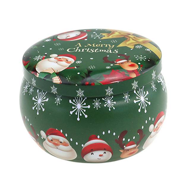 2.2Oz Mini Christmas Tinplate Round Candy Tin Can Candy Tin For Gift Giving Christmas Scented Tin Jars Round Candle Container