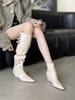 Autumn and winter new pointed wedge temperament French fashion sexy beauty long and short two wear women's boots