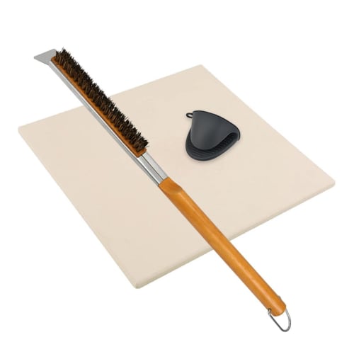 J-ouuo Rectangular Pizza Stone, 12 x 15 inches, Even Heat Distribution, Easy-Clean Cordierite Baking Stone for Ovens and Grills