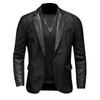Men's Slim Lapel Versatile PU Small Suit Men's Lapel Leather Suit Leather Jacket