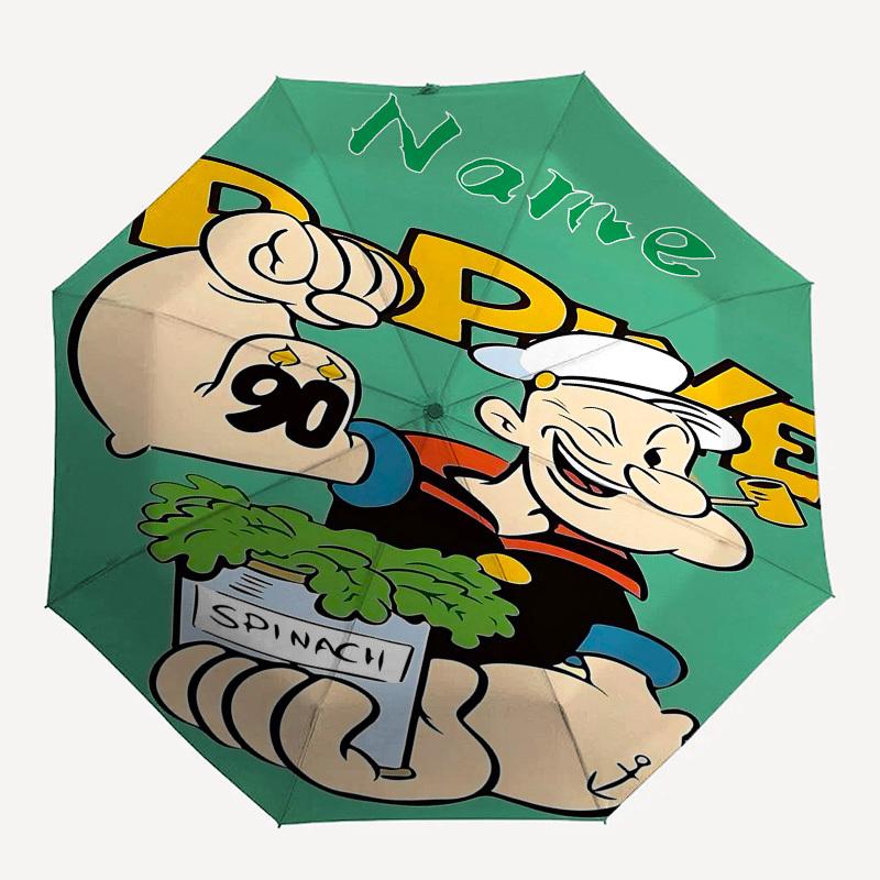 

1pc Popeye spinach custom umbrella Automatic Open/Close, 8-Rib Durable Frame Customizable Name/Text, Portable & Stylish for , 1044L