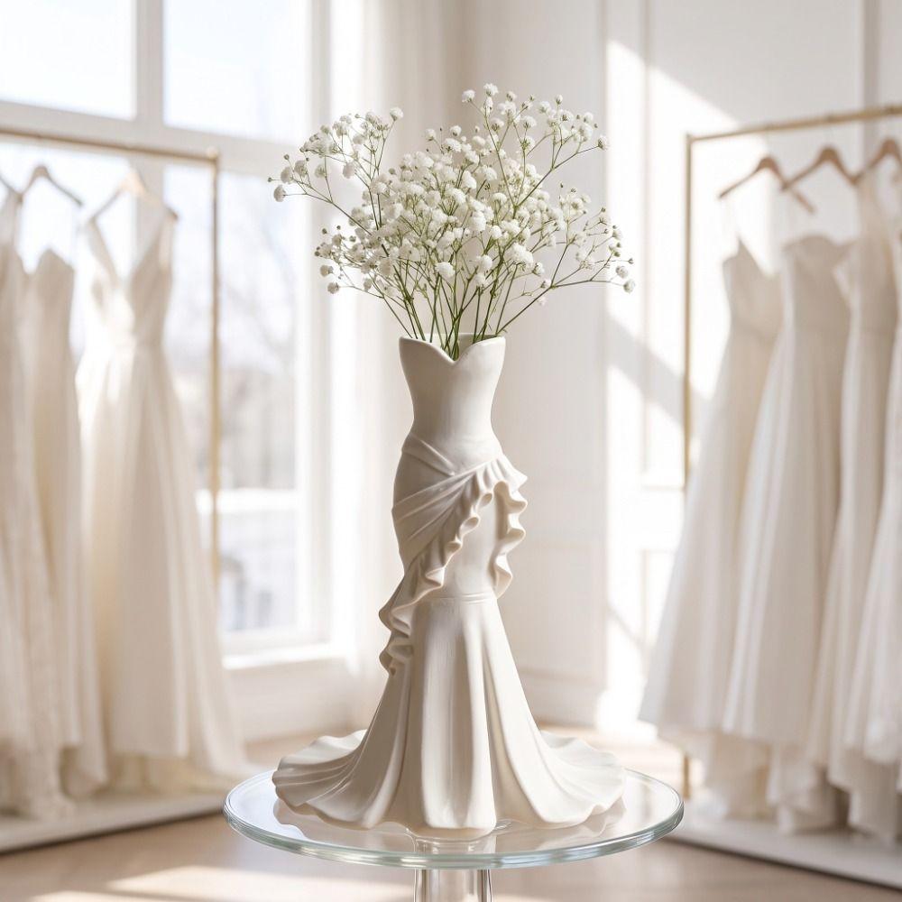 Dress Shape Flower Vase 3D Printed Pencil Holder Creative Desktop Ornaments Office