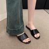 Minimalist Single Band Slide Sandals Solid Color Women Slippers  Summer New Outdoor Sandy Beach Open Toe Flat Shoes
