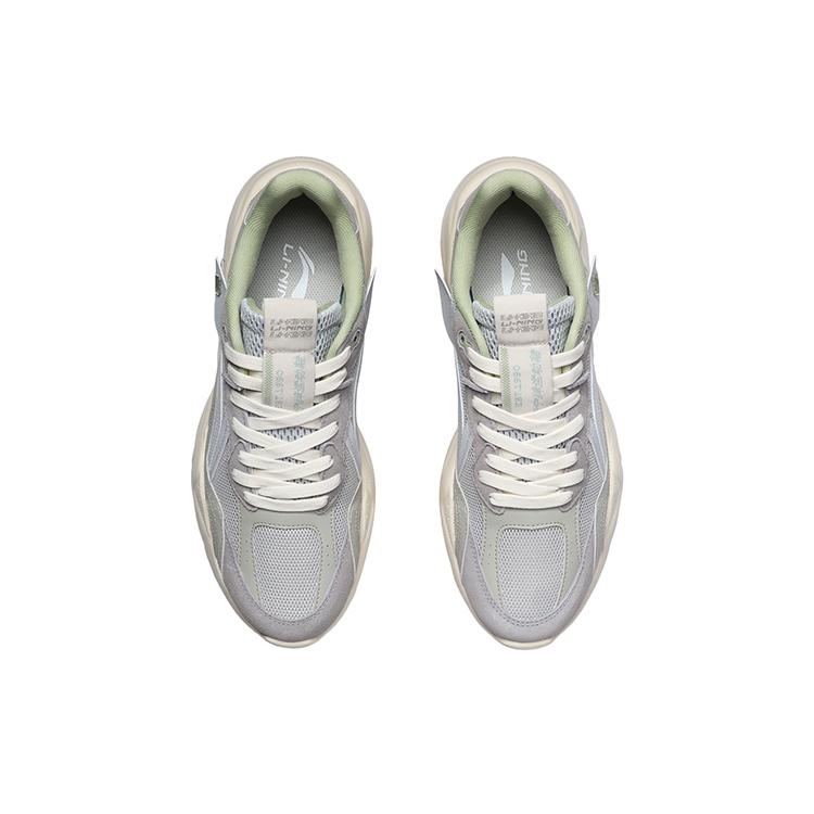 Li Ning Cushioning Slip Resistant Abrasion Resistant Low Top Running Shoes Unisex Gray AGCR165-3