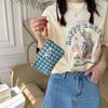Coated Stylish Plaid Rope Lipstick Bag Women Makeup Bag Fashion Wallet Portable