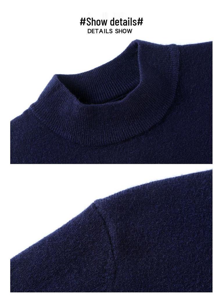 Herren Pullover aus einfarbiger Wolle - Herbst/Winter Halber Rollkragen Lässiger Baselayer