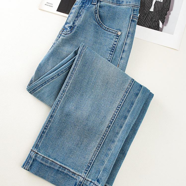 Women's Light Blue High-Waisted Slim-Fit Straight-Leg Jeans - Spring 2025, Pear-Shaped Slimming, Versatile Design