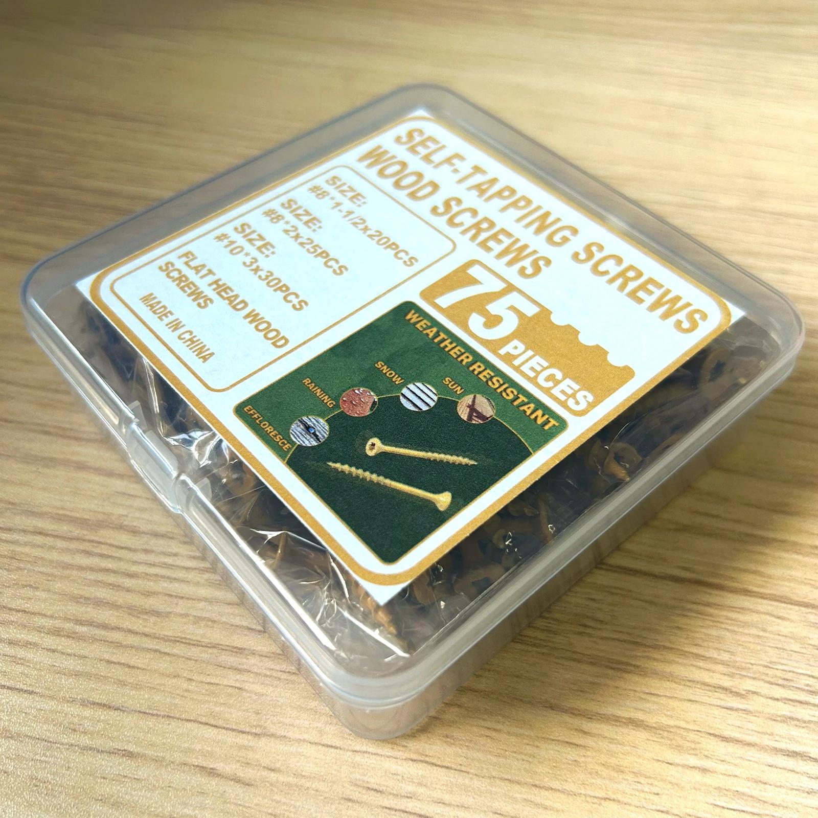 

75 шт. Желтых винтов, полностью обработанная наружная резьба, потайной гладкий хвостовик, звездообразный привод T-25, 6-точечный плотный захват