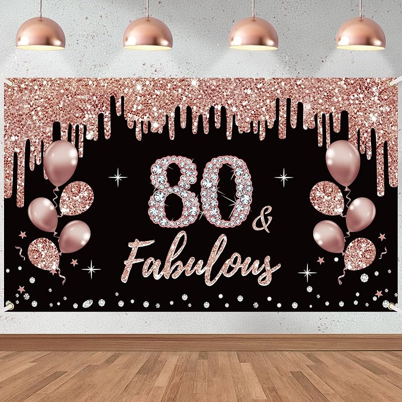 girl16Birthday Decoration Banner,Rose Gold Sweet 16 Birthday theme sign party supplies,16 Birthday background photo booth suitable for indoor and