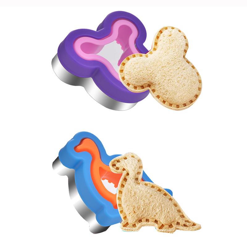 2Pcs Sandwich Cutters Cookie Mold Heart Dinosaur Shape Bread Cutter Sandwich Maker Kitchen Tools Sandwich Cutter Sealer for Kids