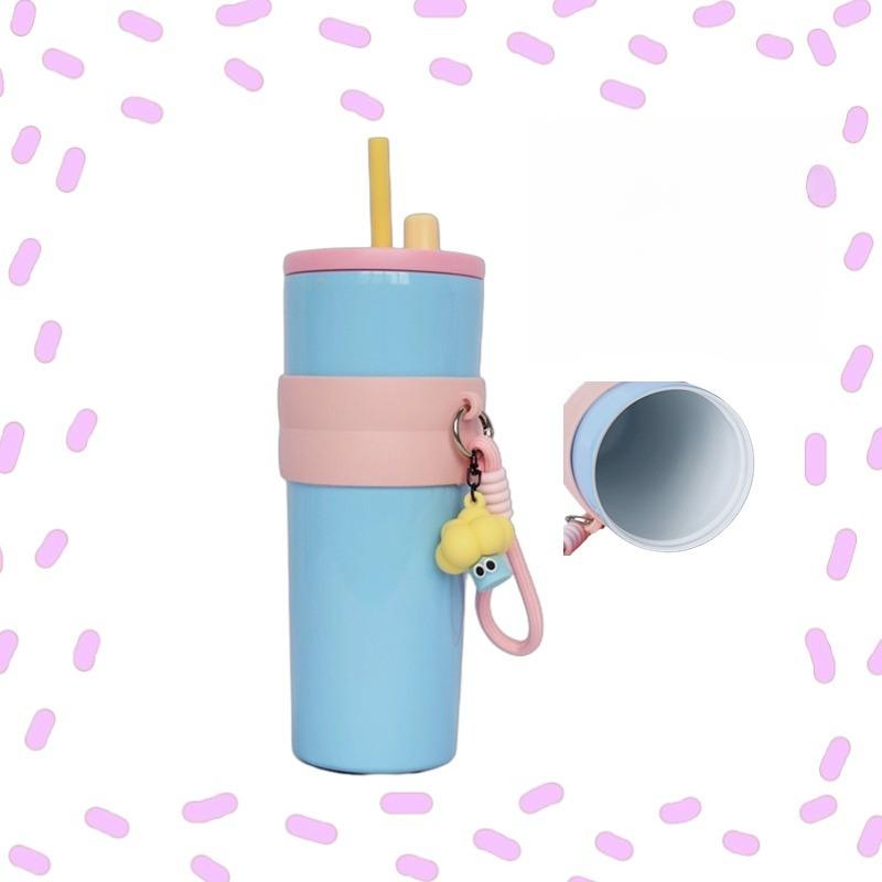 Portable Thermos Cup Portable Ceramic Ice Cup High-value Car Straw Cup